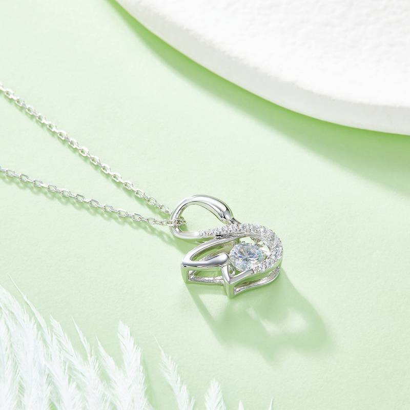 Dynamic Swan S925 Silver Plated Platinum Moissanite Diamond Necklace 50 Points D-Class
